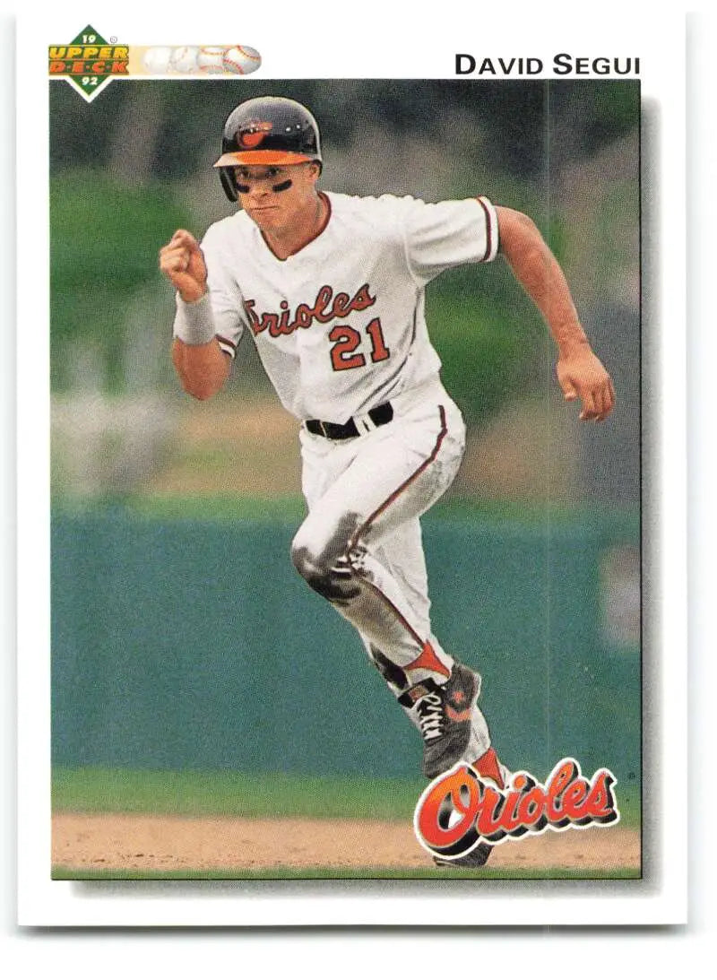 David Segui running on field in Baltimore Orioles uniform for Upper Deck baseball card