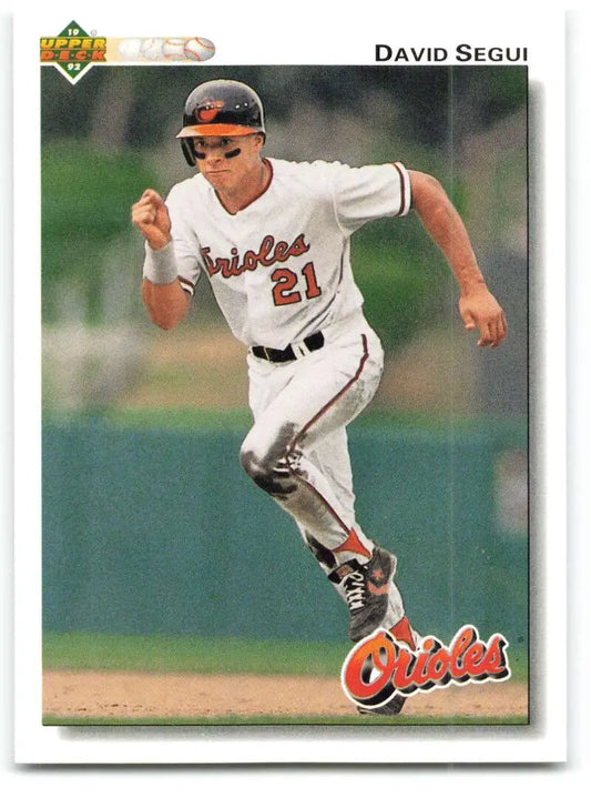 David Segui running on field in Baltimore Orioles uniform for Upper Deck baseball card