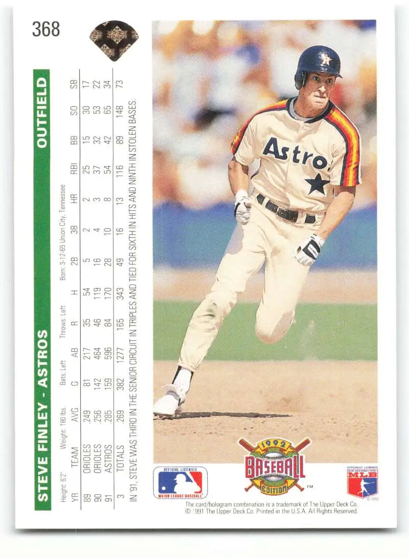 Houston Astros Steve Finley running the bases on a 1992 Upper Deck card
