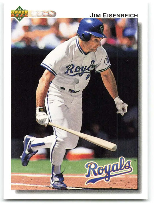 1992 Upper Deck Jim Eisenreich Kansas City Royals player batting trading card image