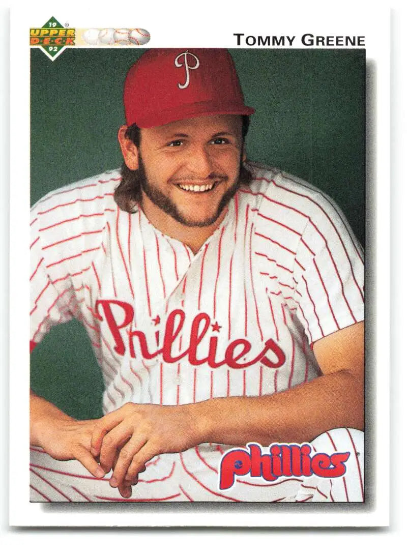 Tommy Greene in a Philadelphia Phillies uniform on 1992 Upper Deck baseball card