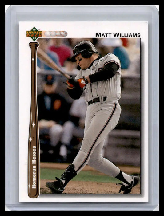 Baseball trading card of Matt Williams from the San Francisco Giants in white uniform
