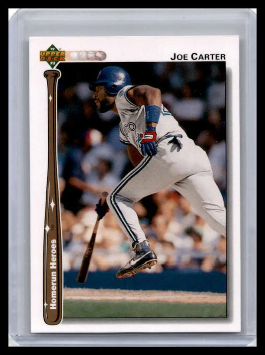 Joe Carter batting stance on a Toronto Blue Jays baseball card from 1992 Upper Deck