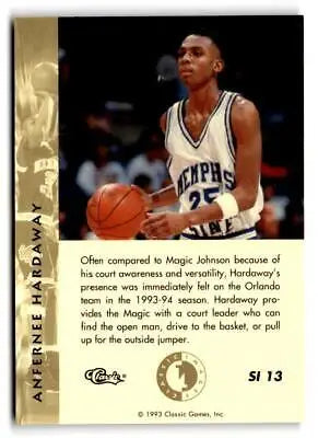 Basketball trading card of Anfernee Hardaway in Classic Images Four Sport jersey 25