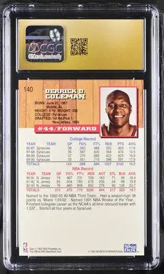 Derrick Coleman basketball card from 1993-94 Hoops Derrick Coleman series CGC 10