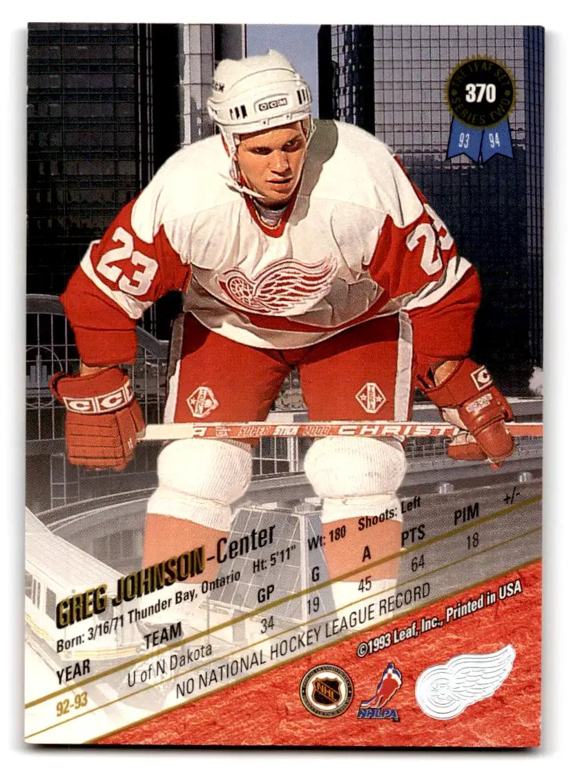 1993-94 Leaf #370 Greg Johnson - Trading Card