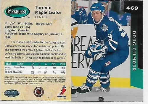 1993-94 Parkhurst Emerald Ice Doug Gilmour hockey card with original gloss Maple Leafs