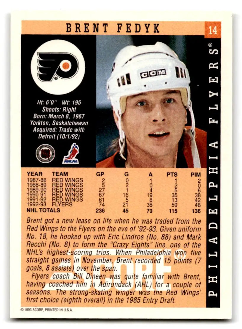 1993-94 Score #14 Brent Fedyk - Trading Card