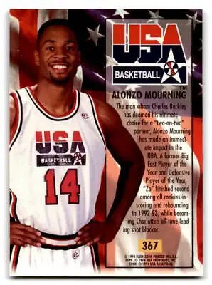 Alonzo Mourning 1993-94 Ultra #367 trading card collectible for basketball fans