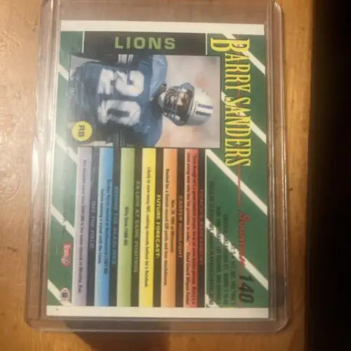 Barry Sanders football card from 1993 Bowman Foil collection, NO 140 HOF