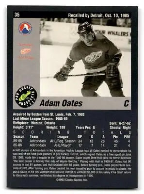 Adam Oates hockey card from Classic Pro Prospects series, card #35 collectible