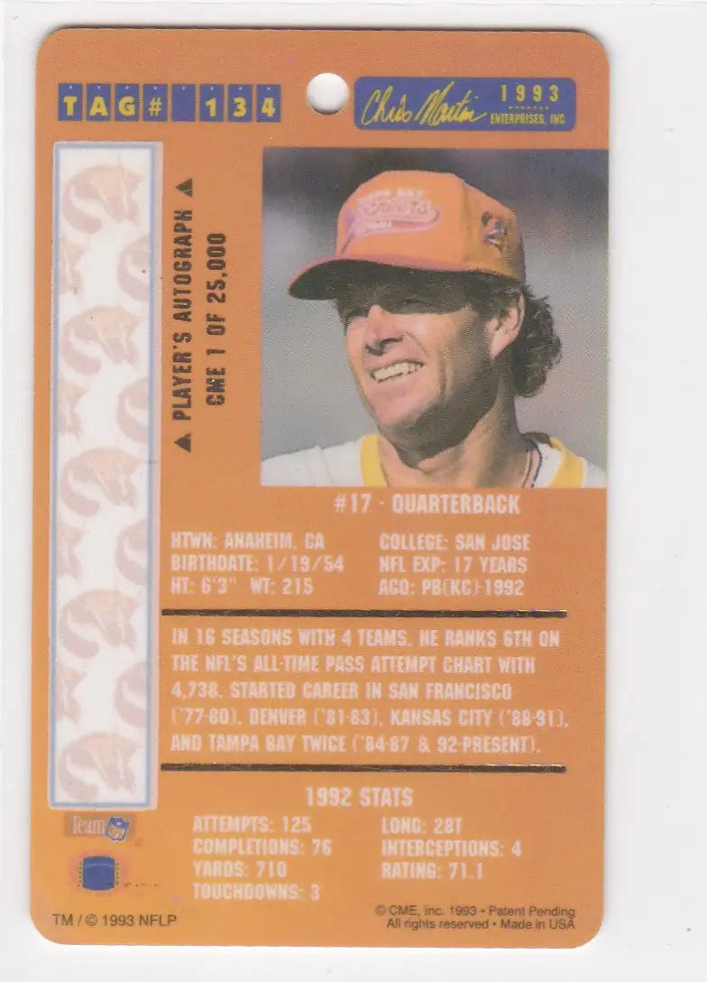 Chuck Muncie football card featured in 1993 Dog Tags Plus Steve Deberg Tampa Bay Buccaneers