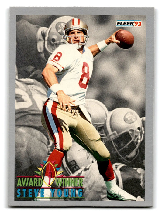 1993 Fleer football Steve Young trading card featuring San Francisco 49ers player