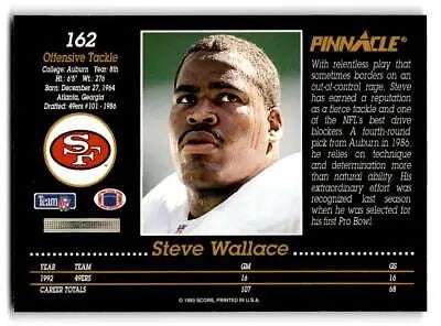 Steve Wallace trading card from 1993 Pinnacle featuring San Francisco 49ers player