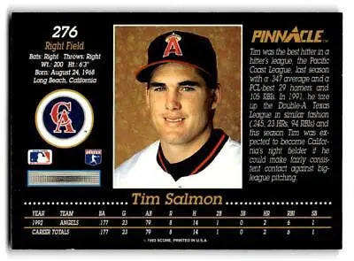 Tim Salmon baseball card from 1993 Pinnacle #276 trading cards collection