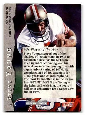 Steve Young football card from 1993 Pro Set trading cards collection