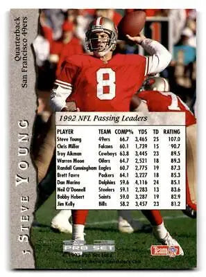 Steve Young 1993 Pro Set #5 trading card featuring the famous football quarterback