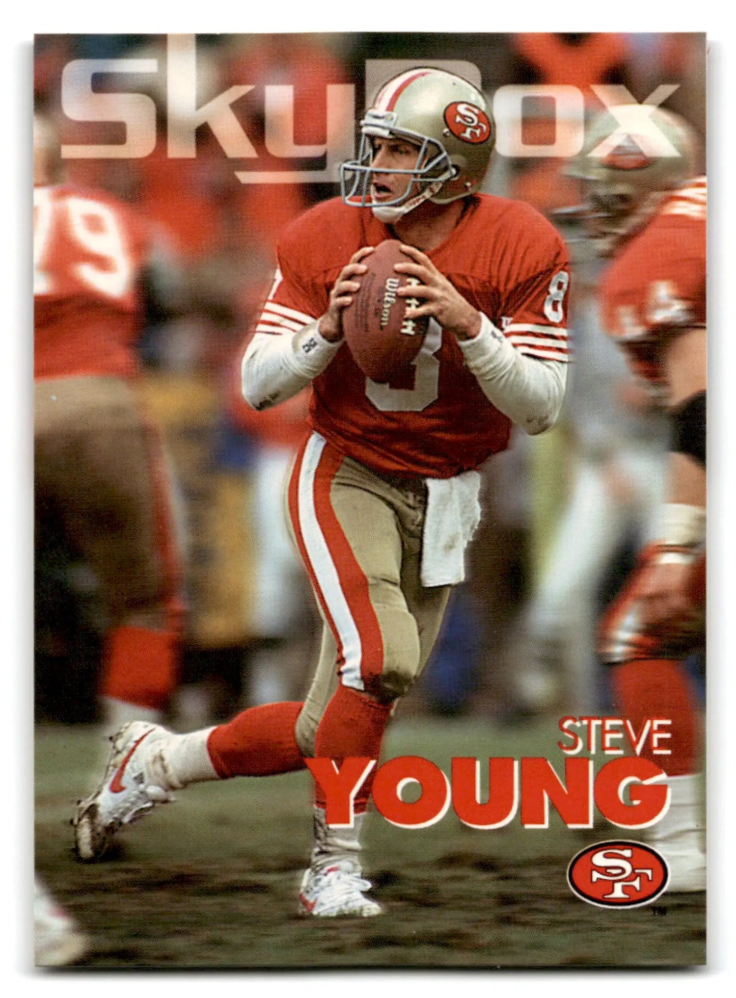 Skybox Football Impact Steve Young 49ers football card from 1993 Skybox Impact series