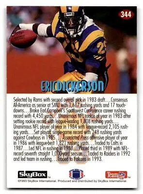 Eric Dickerson trading card from 1993 SkyBox Impact #344 collectible series