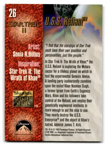 Star Trek II trading card from 1993 Skybox Star Trek Master Series U.S.S. Reliant NM