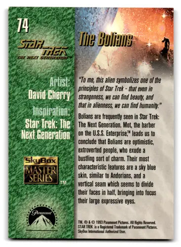 Skybox Star Trek trading card from Star Trek Master Series featuring The Bolians NM near mint