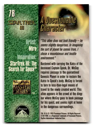 Skybox Star Trek Master Series trading card featuring a Questionable Character from Trek Master Series