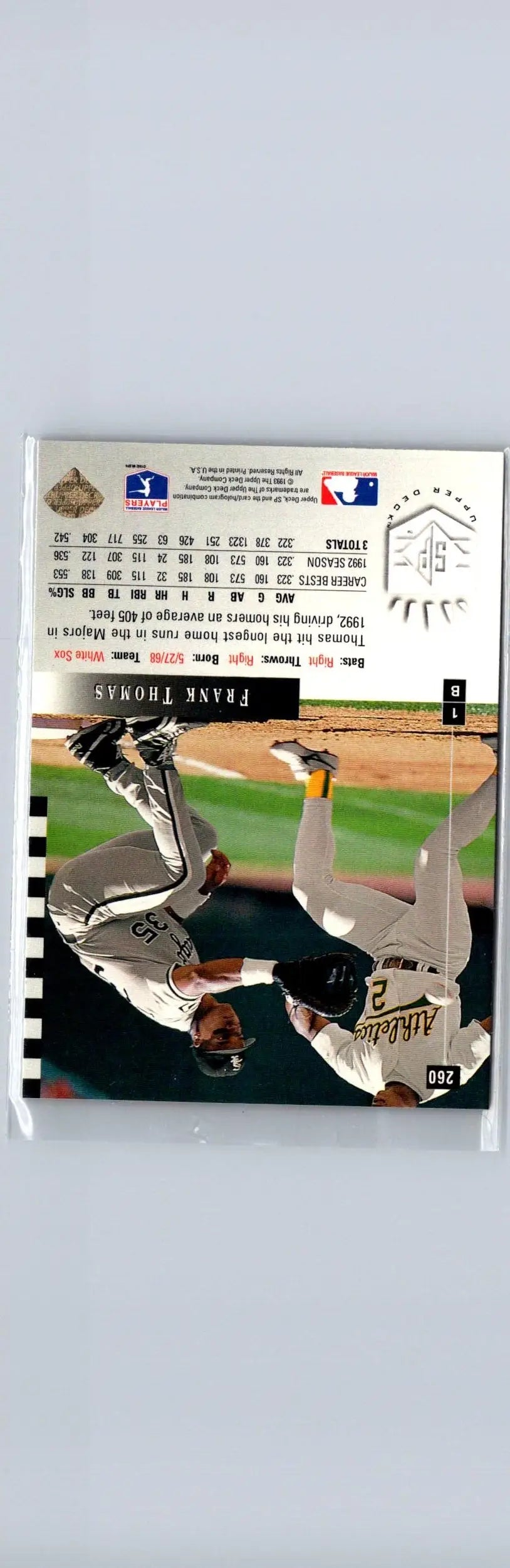 Baseball trading card featuring Frank Thomas from 1993 SP #260 collection