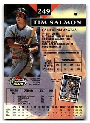 Tim Salmon baseball card from 1993 Stadium Club #249 trading cards collection