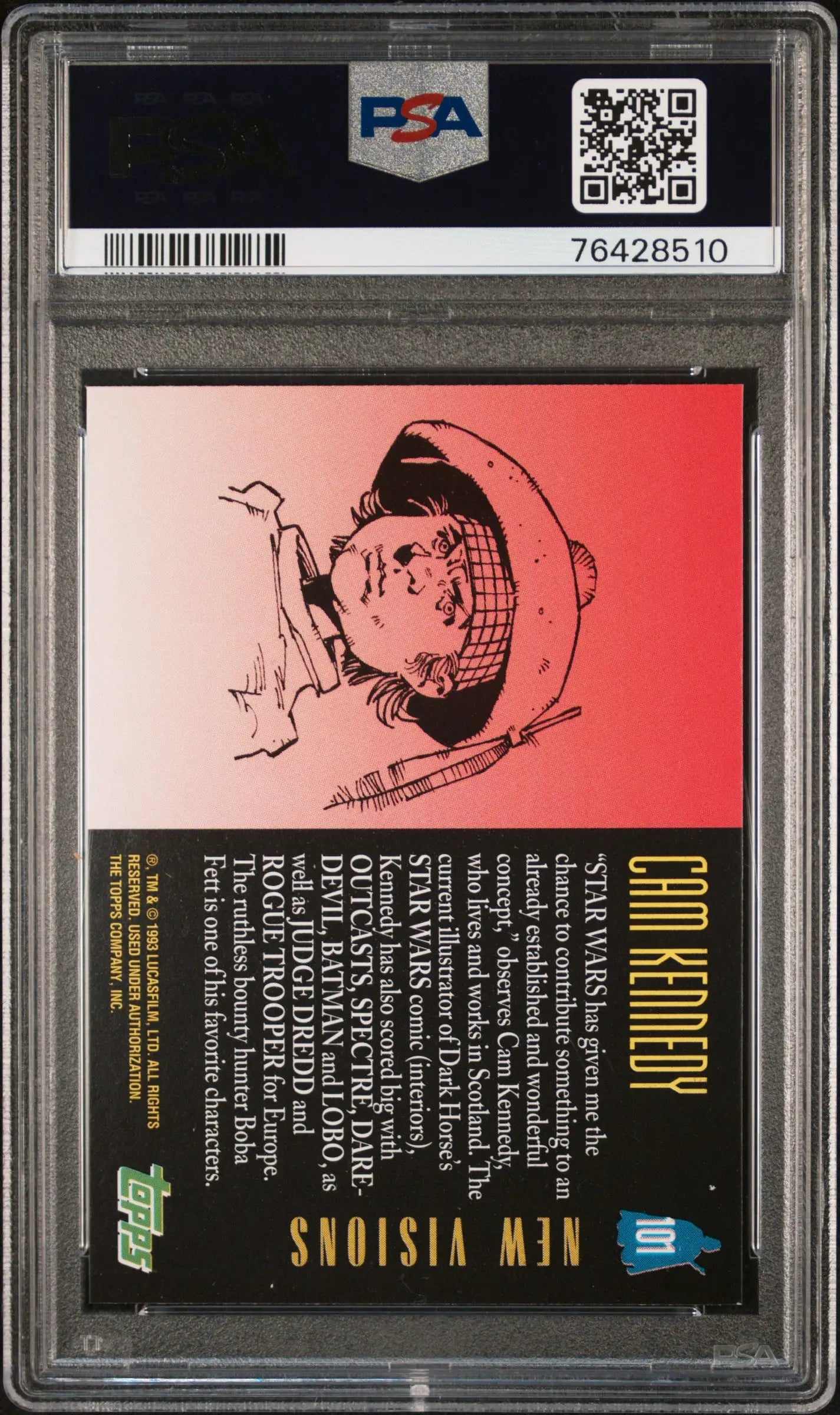 Graded Cam Kennedy Star Wars trading card from 1993 Star Wars Galaxy series