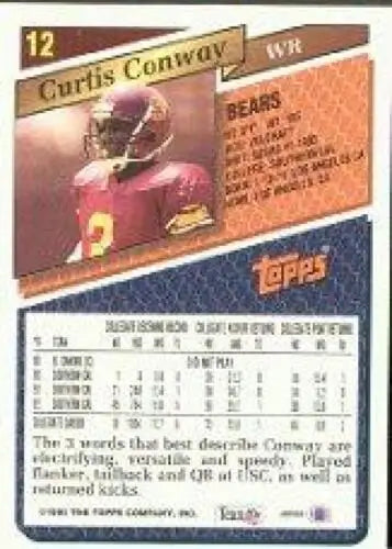 1993 Topps Curtis Conway rookie card with original gloss, Bears ID 15596