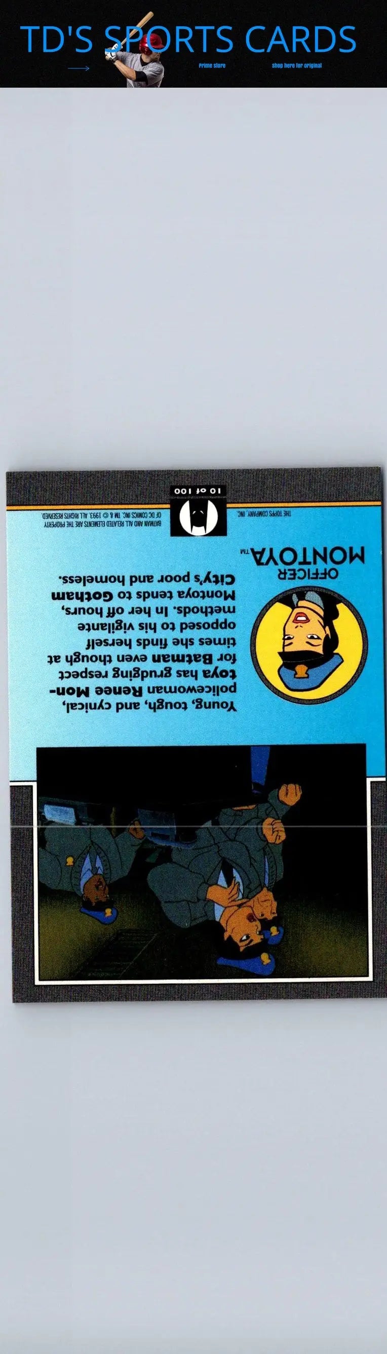 Framed Batman trading card featuring Officer Montoya from Topps Batman The Animated Series