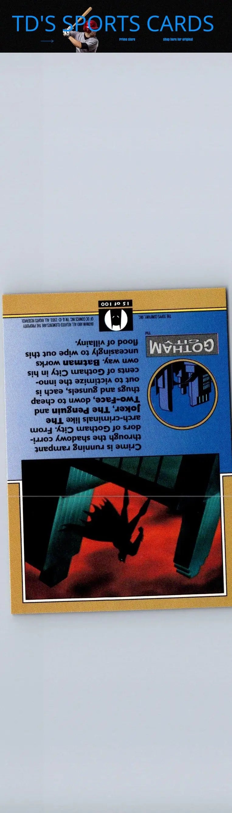 Gotham trading card featuring Gotham City from 1993 Topps Batman The Animated Series