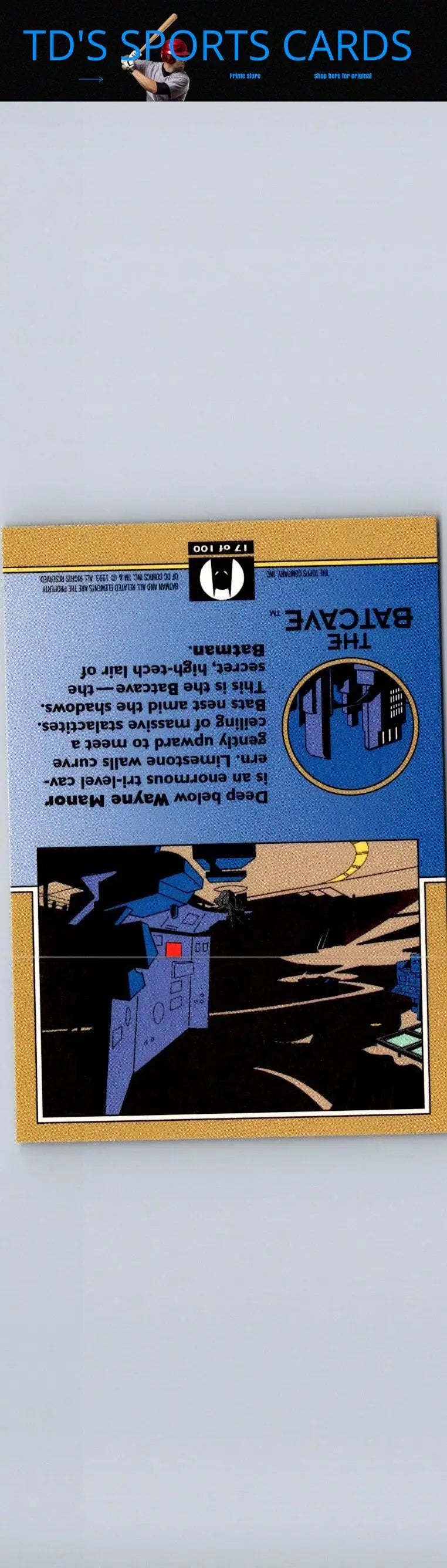 Batman trading card from 1993 Topps Batman The Animated Series featuring Wayne Manor