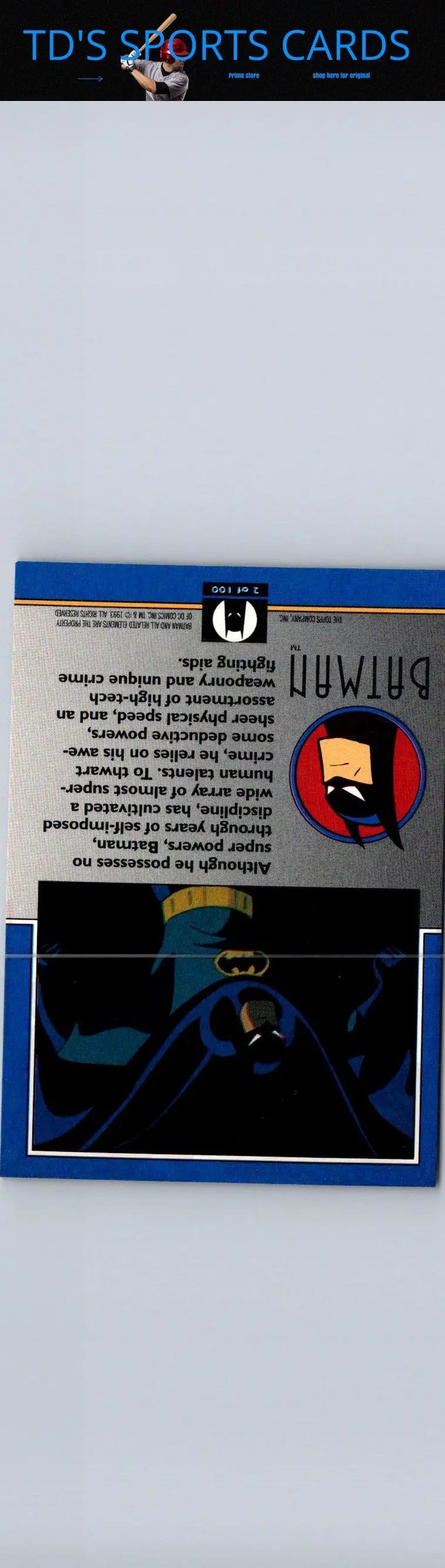 Batman trading card from 1993 Topps Batman The Animated Series collection