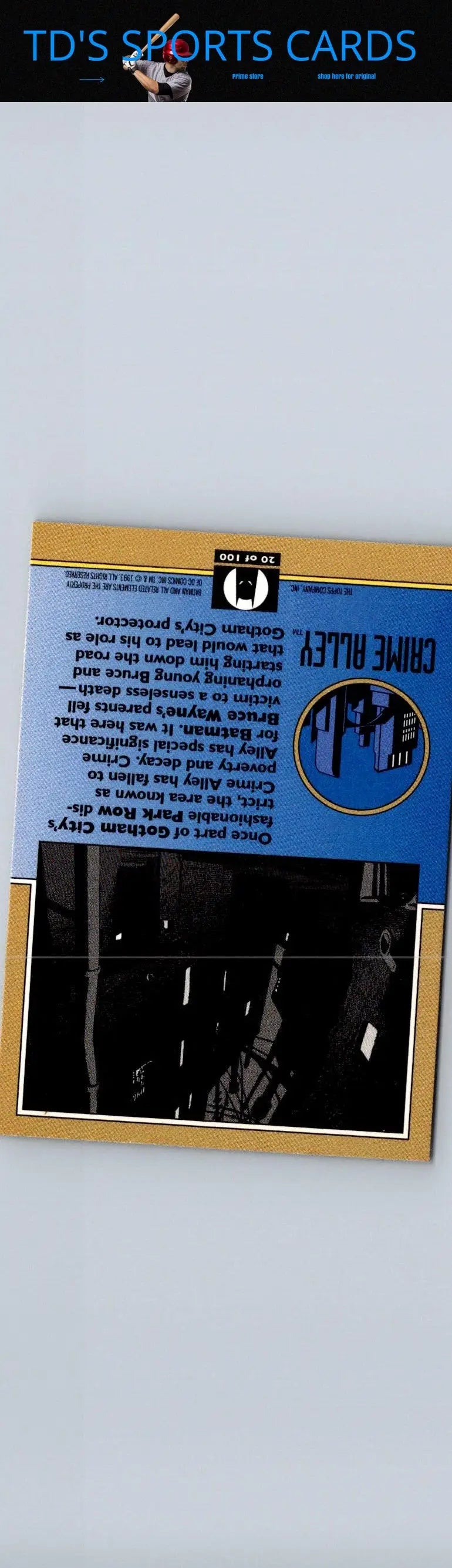Batman trading card from 1993 Topps Batman Animated Series Crime Alley collectible