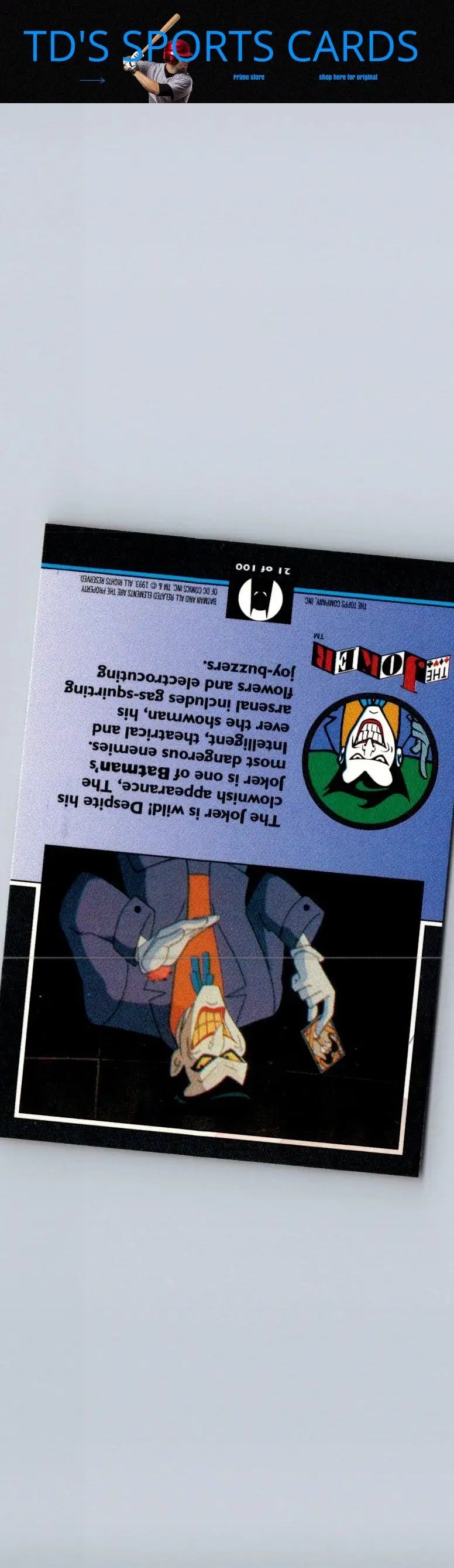 Joker trading card from 1993 Topps Batman The Animated Series collection