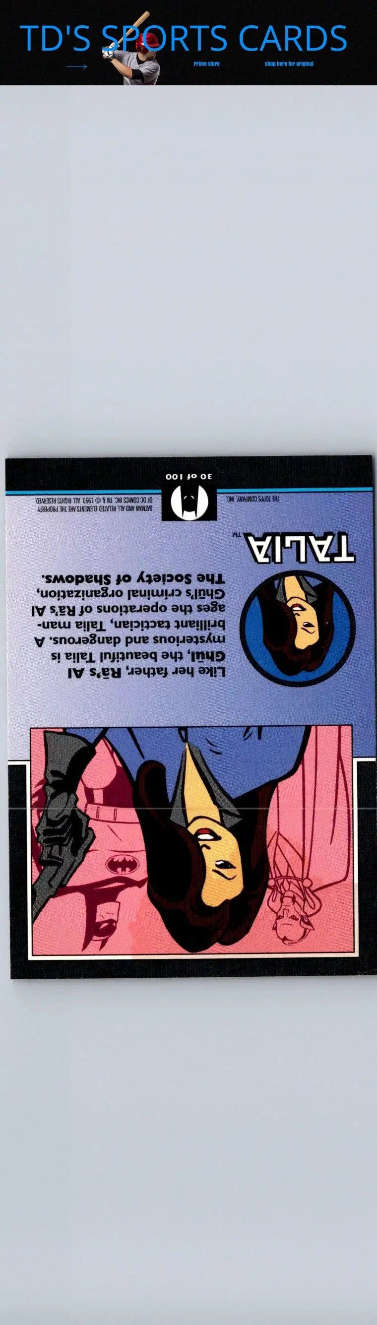 Talia trading card from 1993 Topps Batman The Animated Series collection
