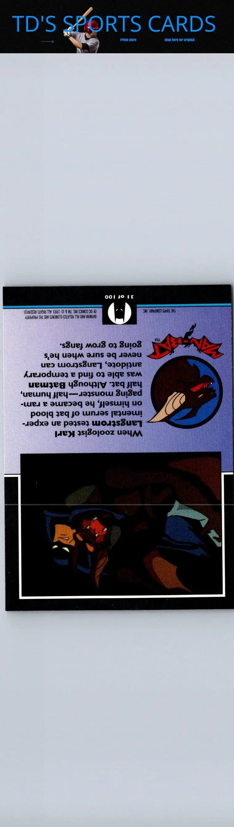 Gargoyles trading card from 1993 Topps Batman The Animated Series series
