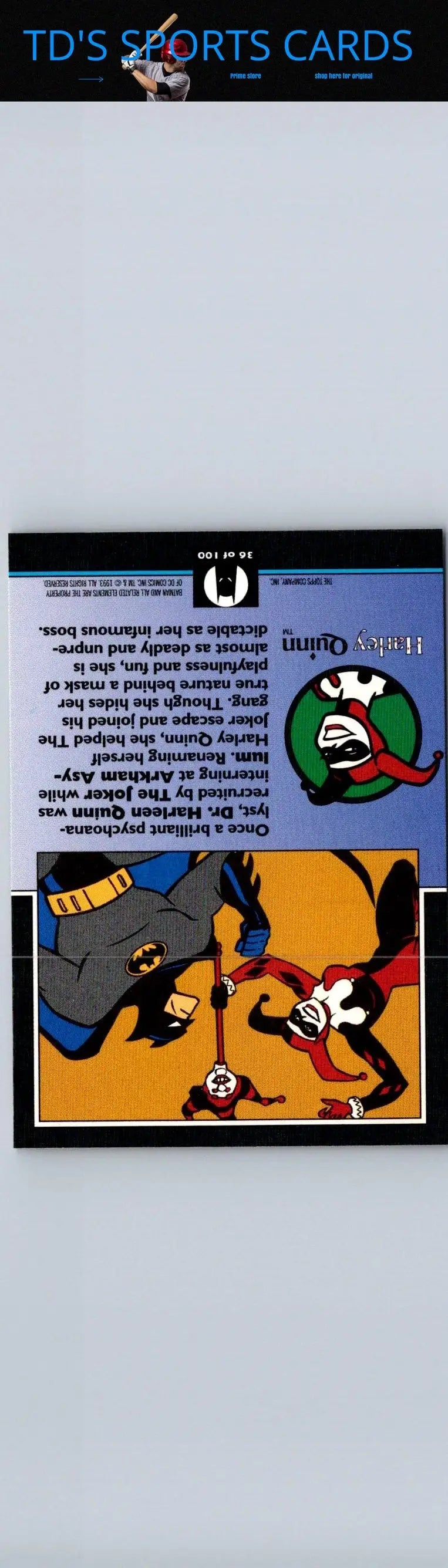 Harley Quinn trading card from 1993 Topps Batman The Animated Series collection