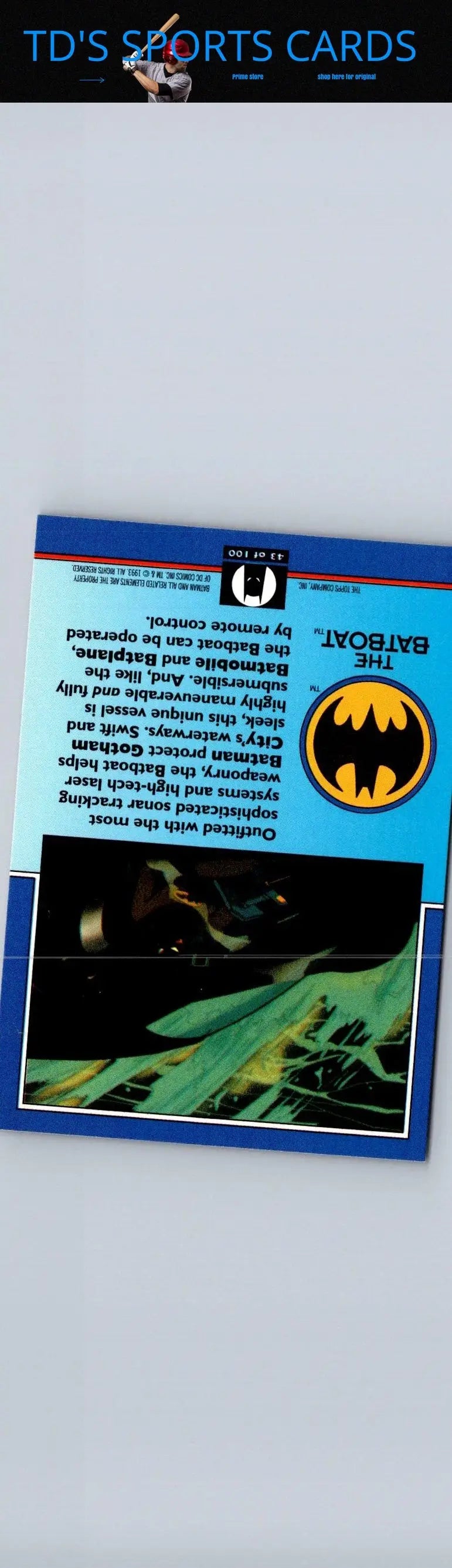 Batman trading card from 1993 Topps Batman The Animated Series featuring Batboat