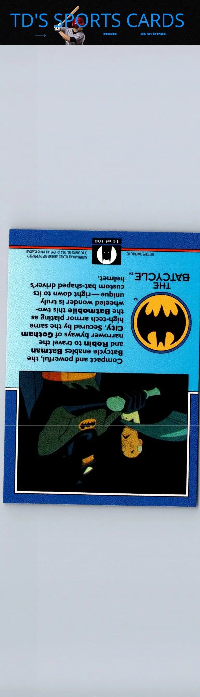 Batman trading card from 1993 Topps Batman The Animated Series featuring Batboat