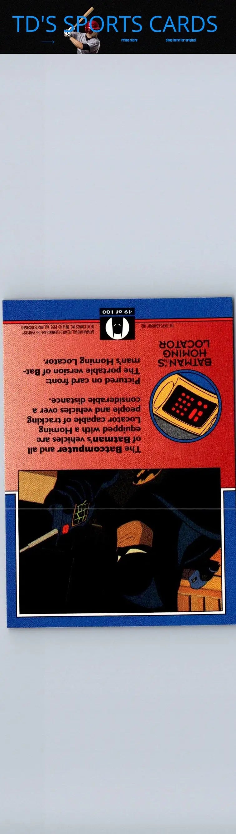 1993 Topps Batman The Animated Series Batman’s Homing Locator trading card front view