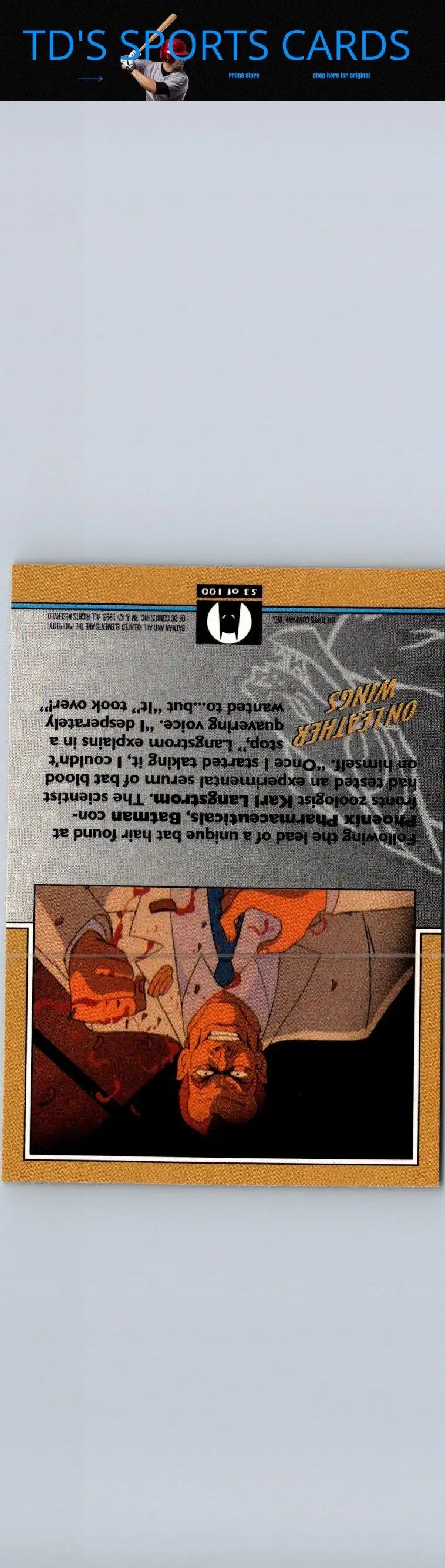 Comic book card from 1993 Topps Batman The Animated Series Leather Wings collection