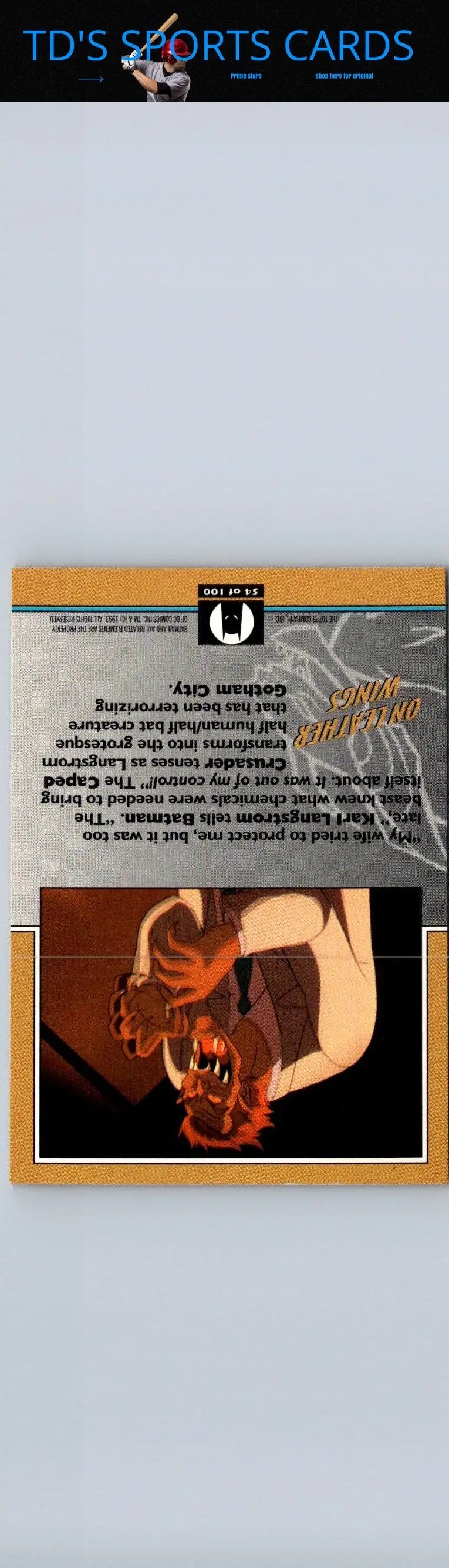 Animated Gargoyles trading card from 1993 Topps Batman The Animated Series Leather Wings