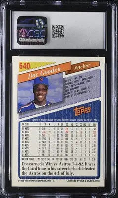 Graded 1993 Topps Dwight Gooden baseball card showcasing a trading card in CGC 7 condition