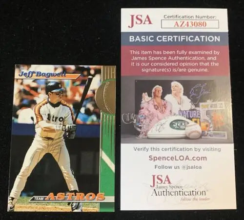 Jeff Bagwell 1993 Topps Stadium Club Autograph Card with JSA Certification