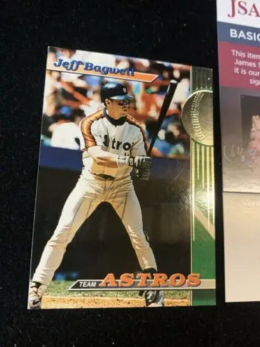 1993 Topps Stadium Club Jeff Bagwell Signed Card #8 Astros JSA Auto collectible
