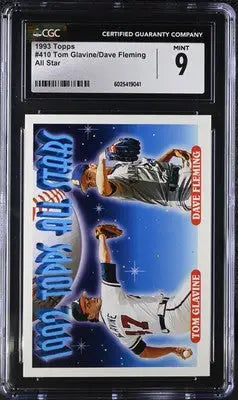 Graded 1993 Topps Tom Glavine Dave Fleming All Star Baseball Card CGC 9