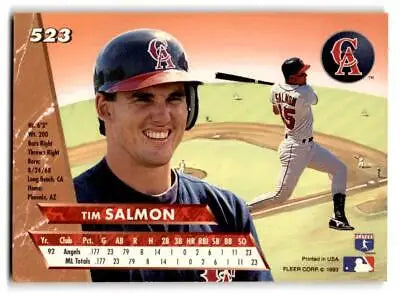 Tim Salmon baseball card from 1993 Ultra #523 in a trading cards collection