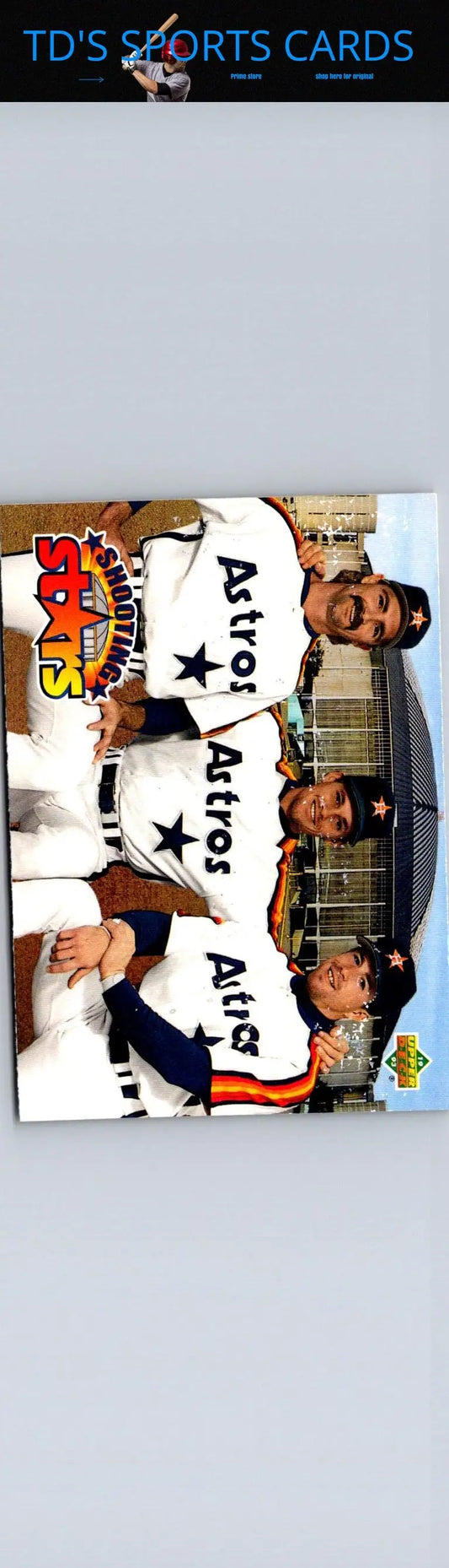 Baseball card featuring Shooting Stars with Doug Drabek, Craig Biggio, and Jeff Bagwell